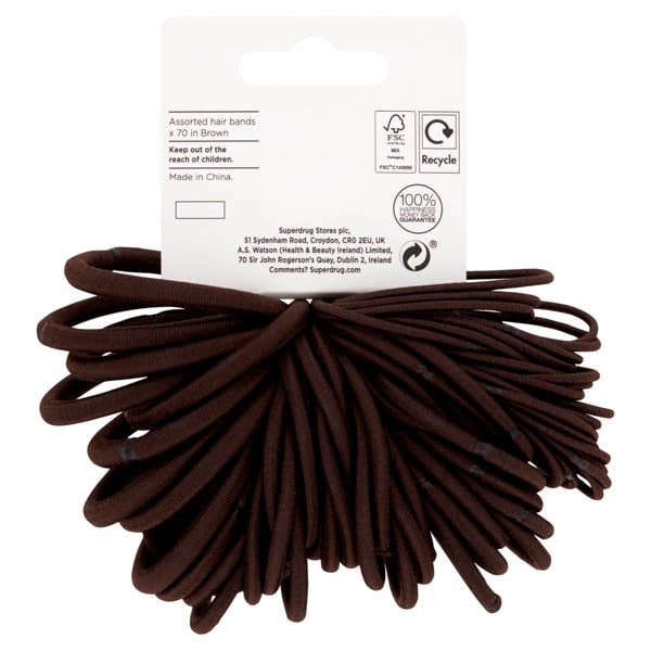 Superdrug Hair Bands Assorted Brown x70