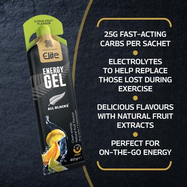 Healthspan Elite All Blacks Energy Gel, Citrus