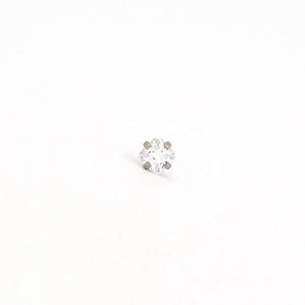 Studex Stainless Steel 4mm CZ Princess Cut Earrings