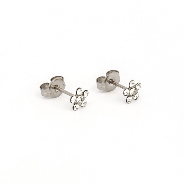 Studex Stainless Steel Daisy April Crystal Earrings