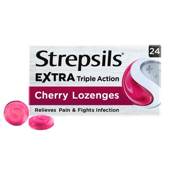 Strepsils Extra Cherry Throat & Pain Relief Lozenges 24s