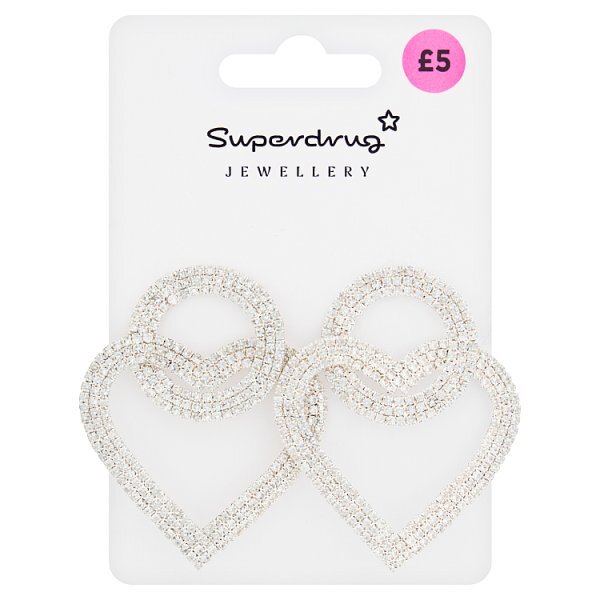 Superdrug Diamante Heart Statement Earrings