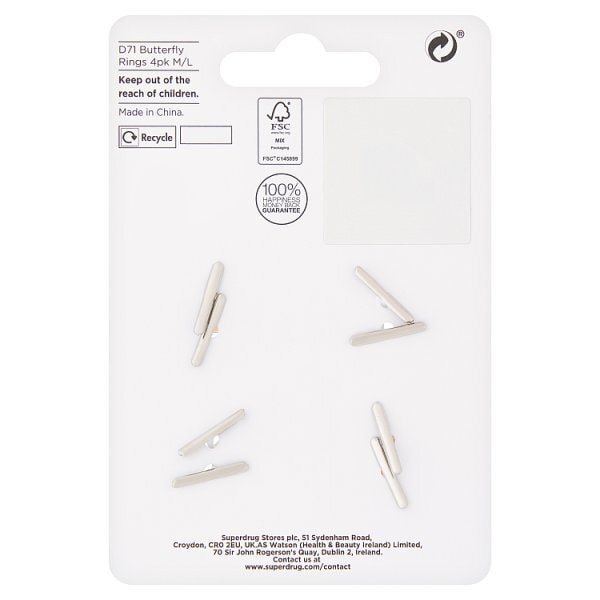 Superdrug Butterfly Rings 5pk M/L