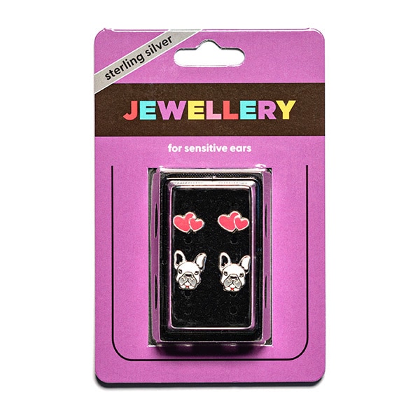Sensation Jewellery Sterling Silver Pug & Heart Earring Duo