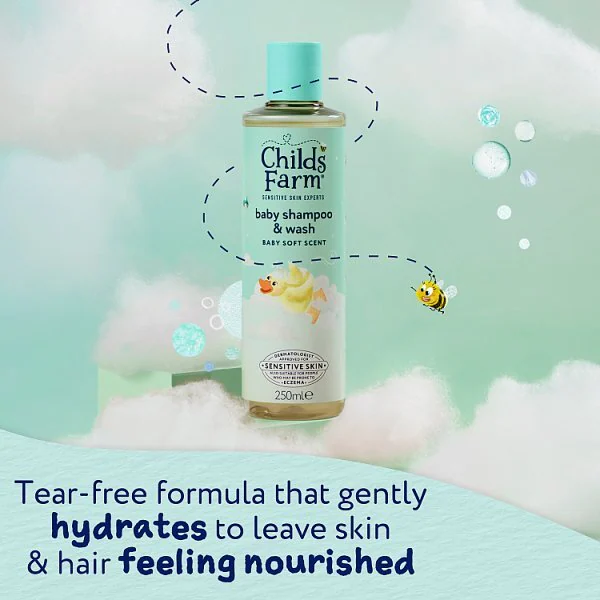 Childs Farm Baby Shampoo & Wash, Baby Soft Scent 250Ml