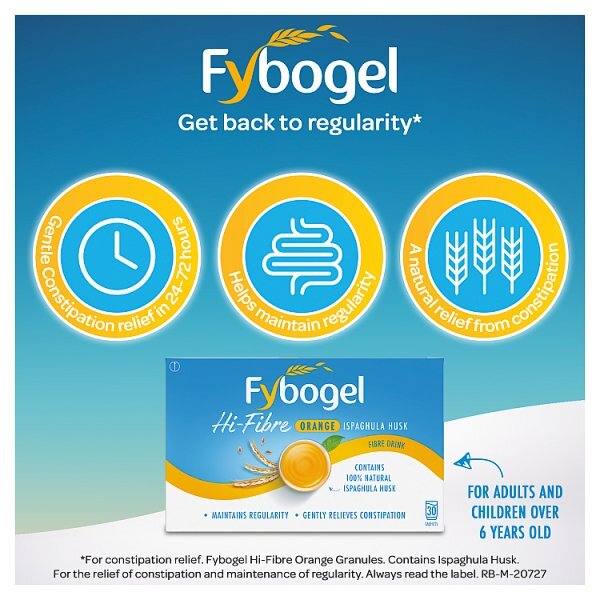 Fybogel Hi Fibre Orange Constipation Relief 30 Sachets
