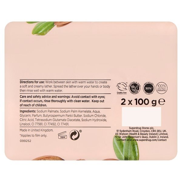 Superdrug Extracts Shea Twin Pack Soap Bars