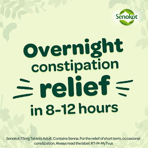 Senokot 7.5mg Tablets Adult Senna Laxative Constipation 20s