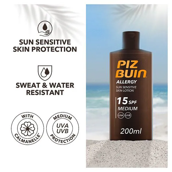 Piz Buin Allergy Sun Sensitive Skin Lotion SPF15 Med 200ml