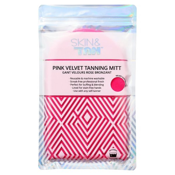 Skin & Tan Pink Velvet Tanning Mitt