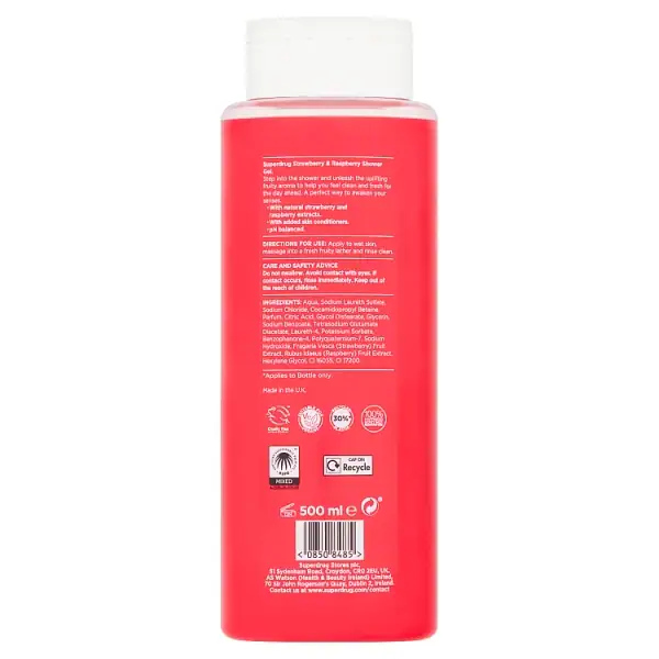Superdrug Fruity Strawberry and Raspberry Showerl Gel 500ml