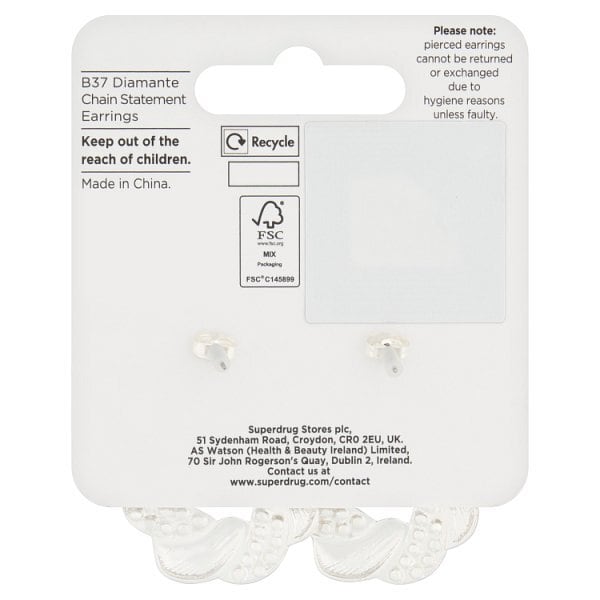 Superdrug Diamante Chain Statement Earrings