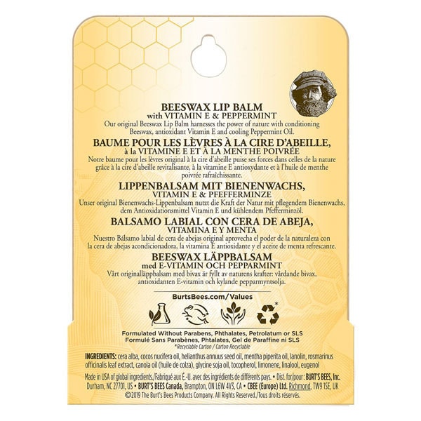 Burt's Bees 100% Natural Origin Lip Balm Beeswax 4.25g