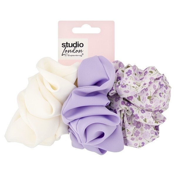 Studio London Scrunchies 3pk Purple & White