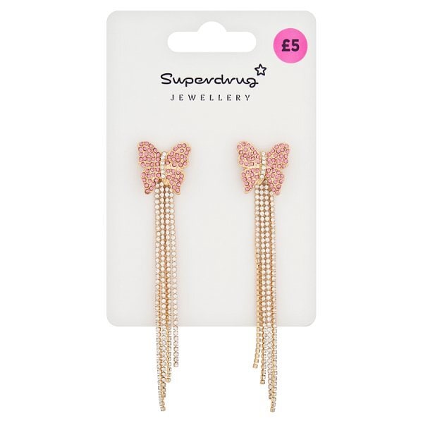Superdrug Pink Butterfly Diamante Earrings