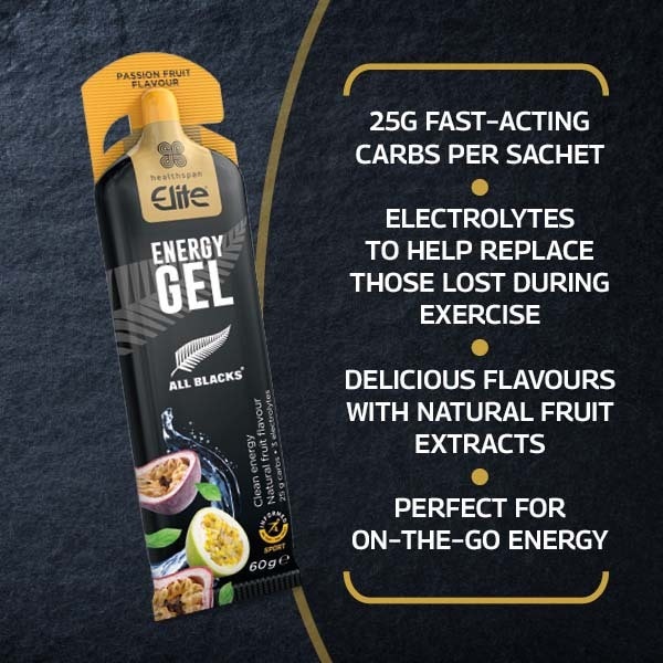 Healthspan Elite All Blacks Energy Gel, Passionfruit
