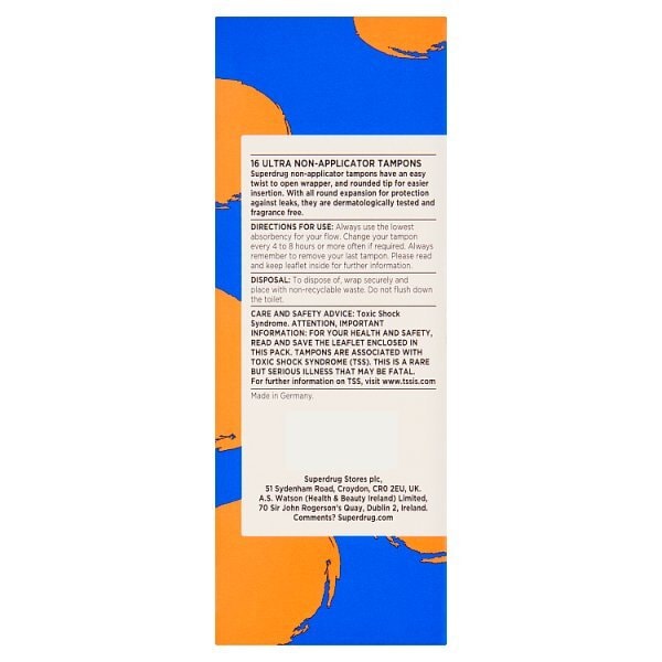 Superdrug Ultra Non Applicator Tampon x16