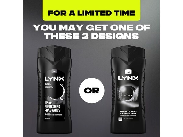 Lynx 3-in-1 Body Wash Shower Gel Black 500ml