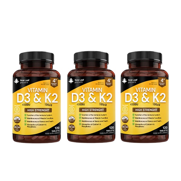 New Leaf Vitamin D3 & K2 Tablets D3 4000iu + K2 100mcg