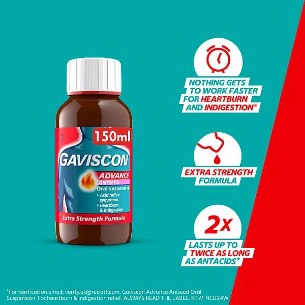 Gaviscon Advance Liquid Heartburn Relief Aniseed 150ml