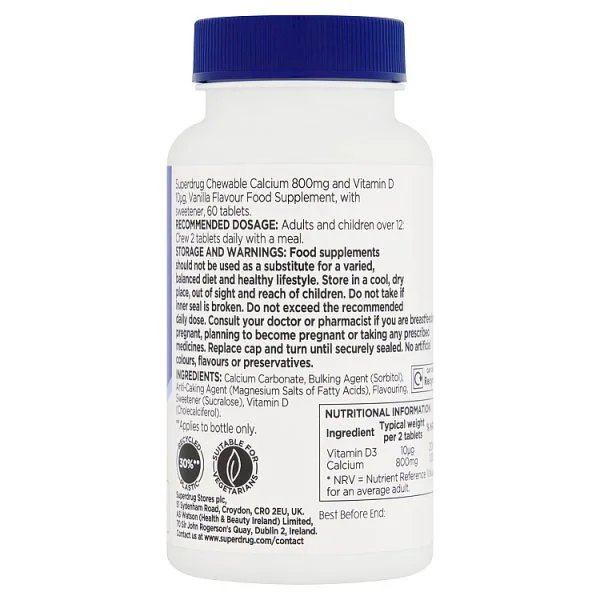 Superdrug Chewable Calcium & Vitamin D 60s