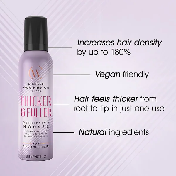 Charles Worthington Thickerandfuller Densifying Mousse 200ml