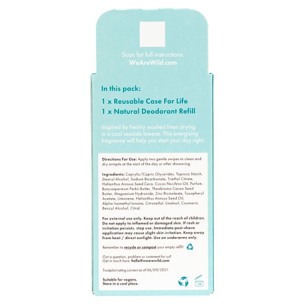 Wild Aqua Case & Cotton & Sea Salt Deodorant Refill 40g