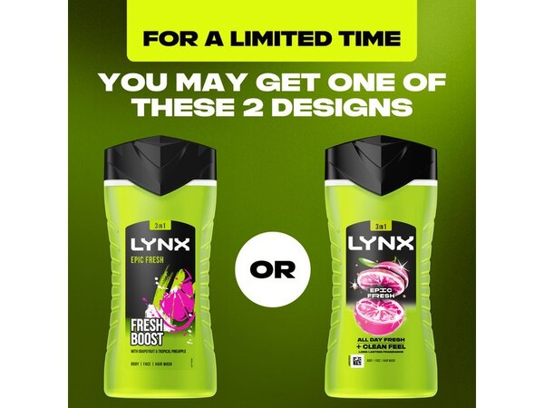 Lynx Epic Fresh 3-in-1 Body Wash Shower Gel  225 ml