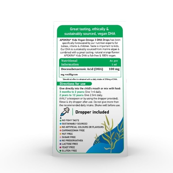 APOKRA Kids Vegan Omega 3 Dha Drops 50Ml
