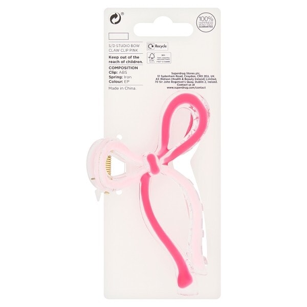 Studio London Bow Claw Clip Pink