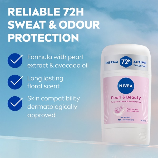 NIVEA Pearl & Beauty Anti-Perspirant Deodorant Stick, 50ml