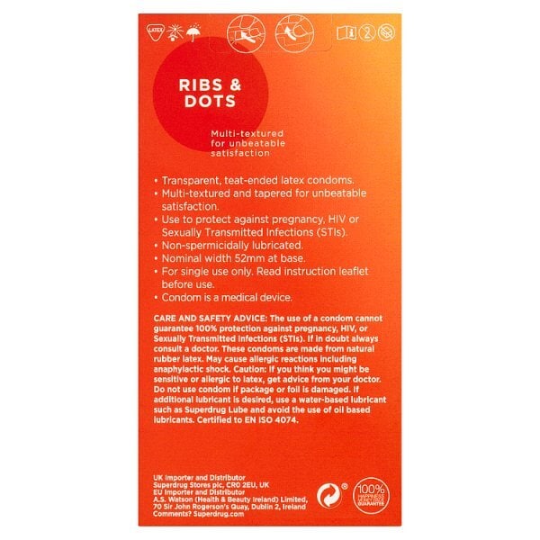 Superdrug Ribs & Dots Condoms 12s