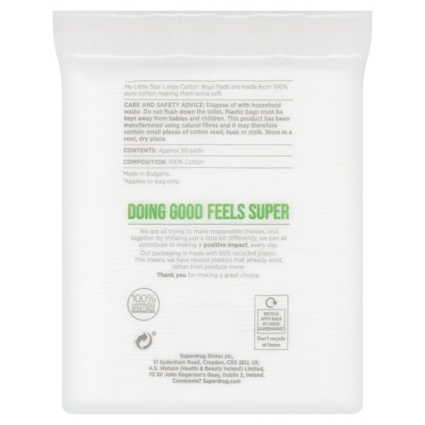 My Little Star 100% Pure Cotton Wool Pads - 50 Large Pads