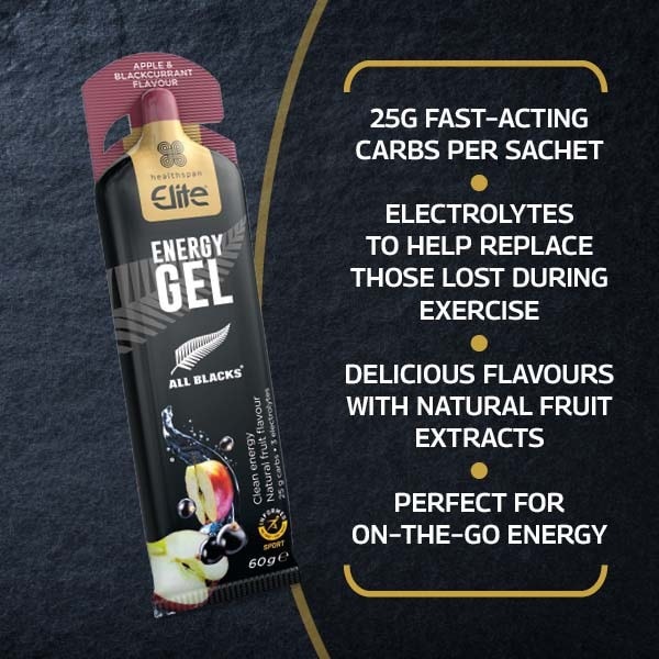 Healthspan Elite All Blacks Energy Gel, Apple & Blackcurrant