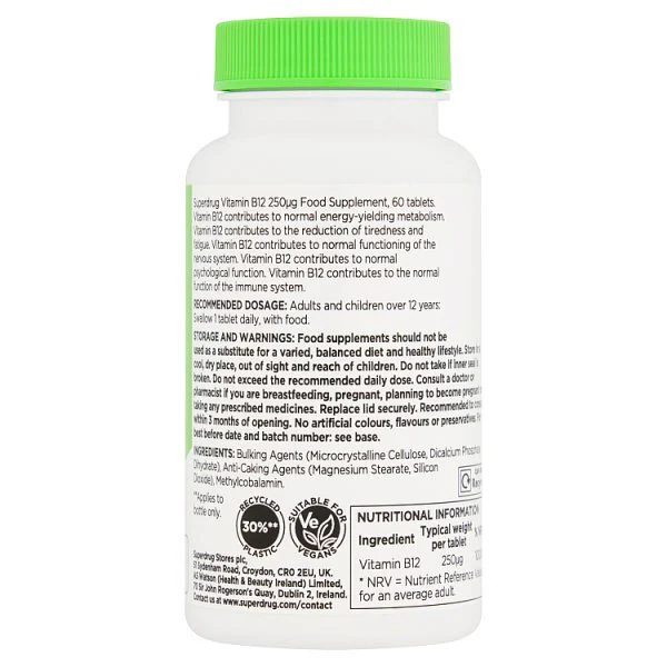 Superdrug High Strength Vitamin B12 250ug 60s