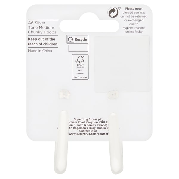 Superdrug Silver Tone Medium Chunky Hoops