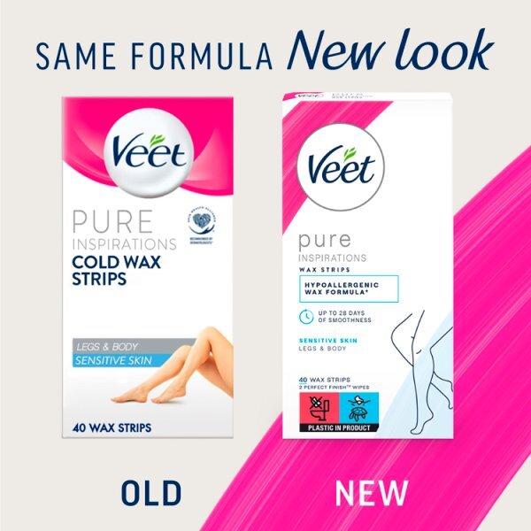 Veet Pure Inspiration Wax Strips Legs & Body Sensitive x40