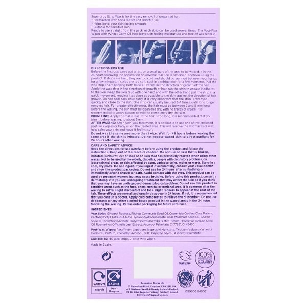 Superdrug Sensitive Legs & Body Wax Strips x40