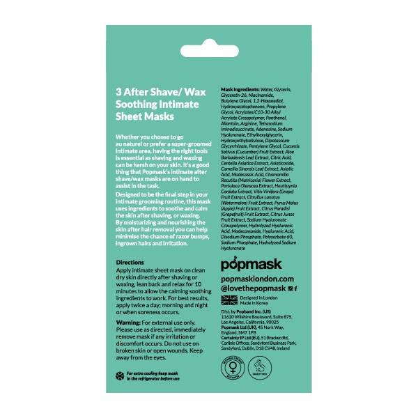 Popmask Intimate Sheet Mask Post-Shave Care 3pc