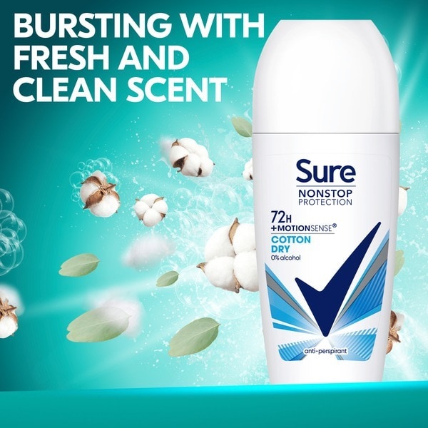 Sure Nonstop Protection Cotton Dry Anti-Perspirant Roll On 50 ml