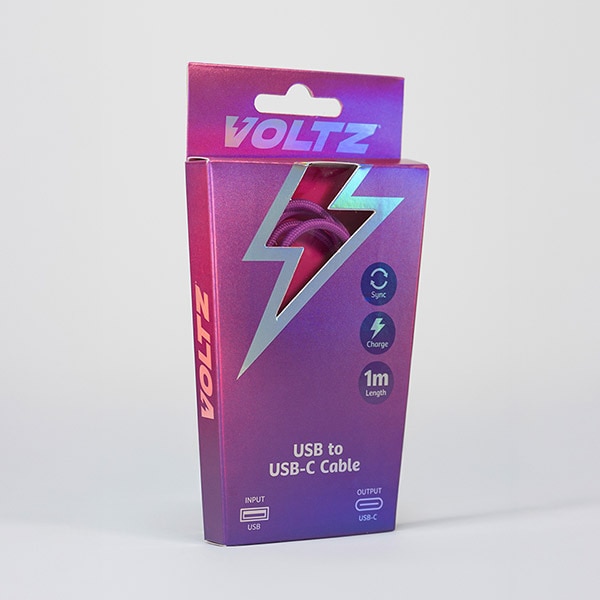 Voltz Usb To Usb-C Cable Purple