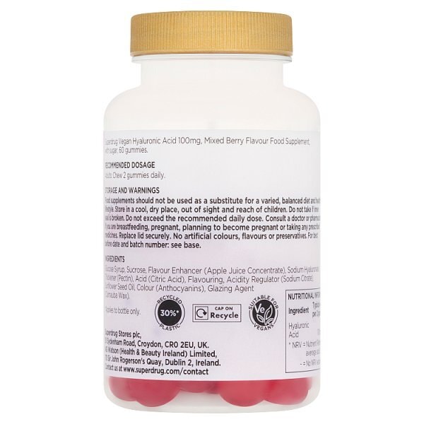 Superdrug Hyaluronic Acid Vegan Gummies 60s