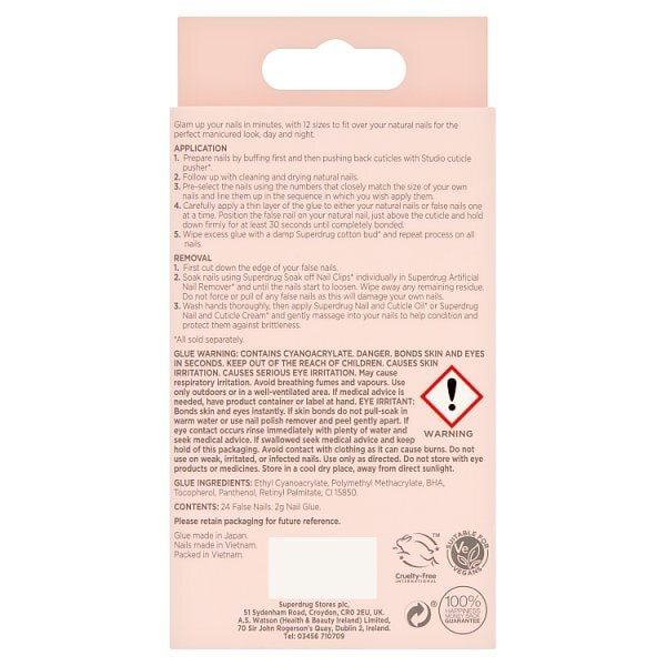 Superdrug Studio Fancy French False Nails White Tip