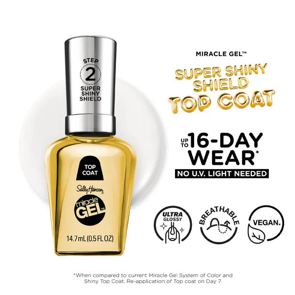 Sally Hansen Miracle Gel Super Shiny Top Coat, 14.8ml