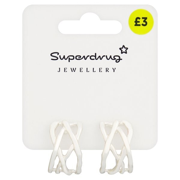 Superdrug Criss Cross Earrings Silver Tone