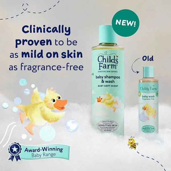 Childs Farm Baby Shampoo & Wash, Baby Soft Scent 250Ml