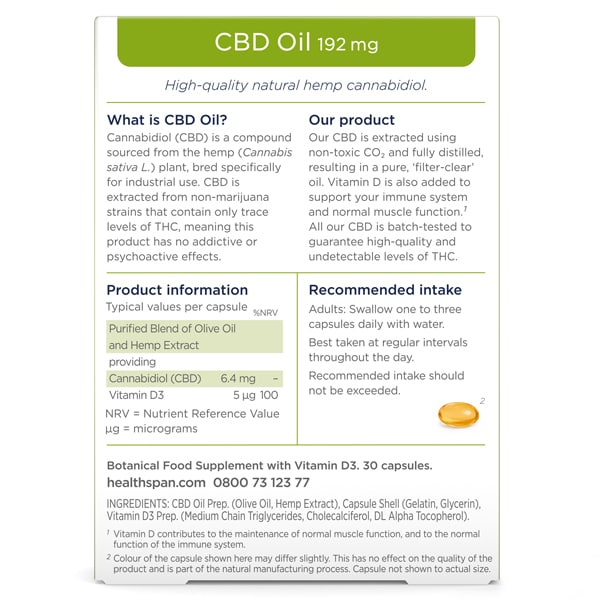 Healthspan Cbd Oil 192Mg - 30 Capsules