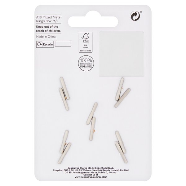 Superdrug Mixed Metals Ring 10Pk M/L