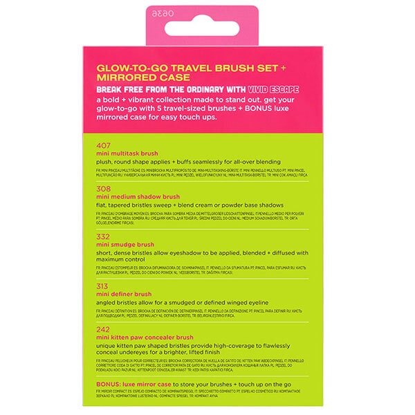 VIVID ESCAPE GLOW-TO-GO-TRAVEL BRUSH SET + MIRRORED COMPACT