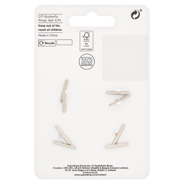 Superdrug Butterfly Rings 5pk S/M